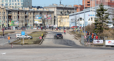 Sports competitions in urban motor racing in St. Petersburg.のeditorial素材