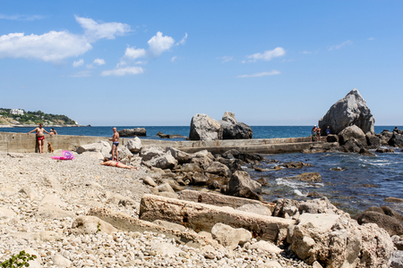 The coast and beaches of the resort town of Simeiz.のeditorial素材