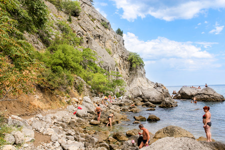 Bay with rocks near the cottage Chekhov.のeditorial素材