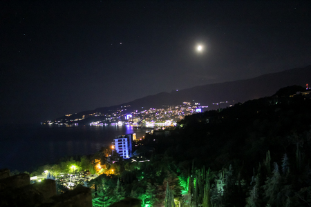 Black southern night in summer Yalta.の写真素材
