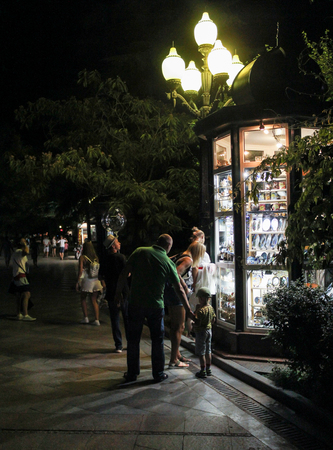Black southern night in summer Yalta.のeditorial素材