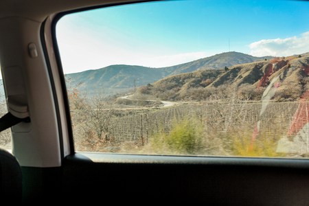 Crimean views from the car window at the junction of winter and spring.