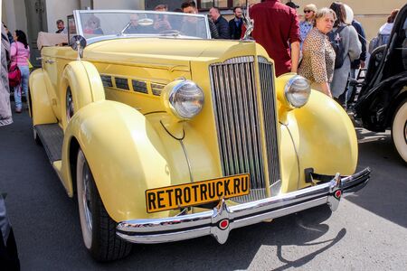 The parade of retro transport and cars on the day of the city in St. Petersburg.