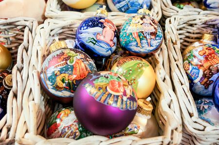 Christmas tree decorations and decorations in the design.の写真素材