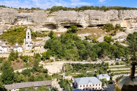 Holy Assumption Monastery in the rock near Bakhchisarai.の写真素材