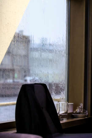 Views of the Neva from the window of a floating restaurant.の写真素材