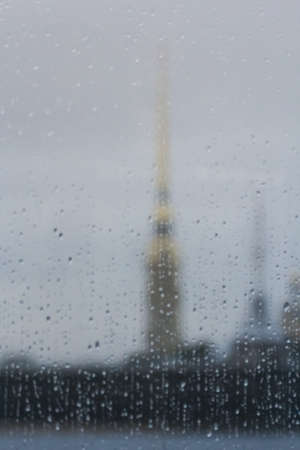 Views of the Neva from the window of a floating restaurant.の写真素材