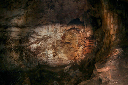 Visit to the mammoth cave in the Chatyr-Dag mountain range of Crimea.の写真素材