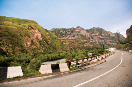 Views of Dagestan from the window of a moving car.
