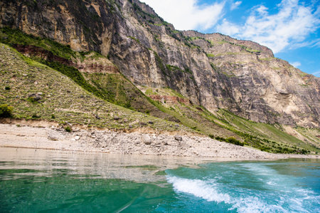 Tourist places near water bodies in Dagestan.の写真素材
