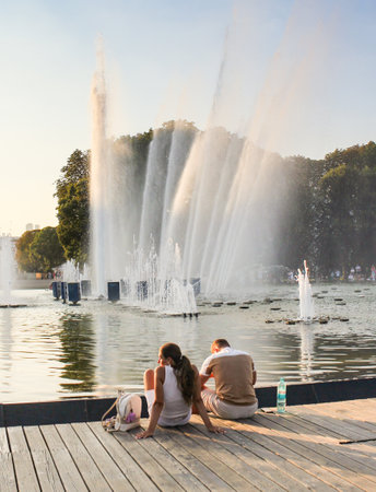 Parks and green areas for recreation and entertainment in the capital.の写真素材