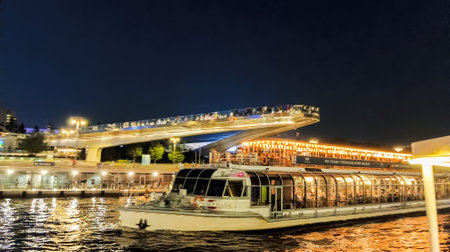Water excursion on a boat along the evening Moscow River.の写真素材