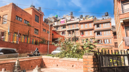 Walking tour of famous city places of Kathmandu Valley.の写真素材