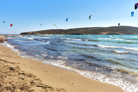 Kiss of two seas the Mediterranean and the Aegean on the island of Rhodes in Greece.の写真素材