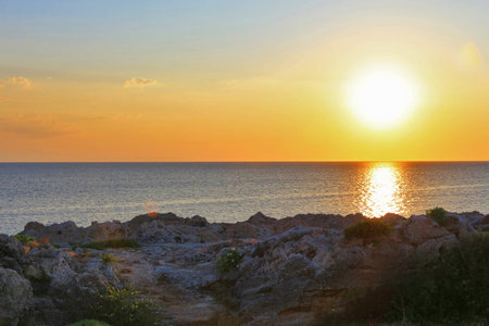 Sunrise at the summer sea island resort in the subtropics.の写真素材