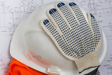 Attributes working construction industry against the background of the design solution.の写真素材