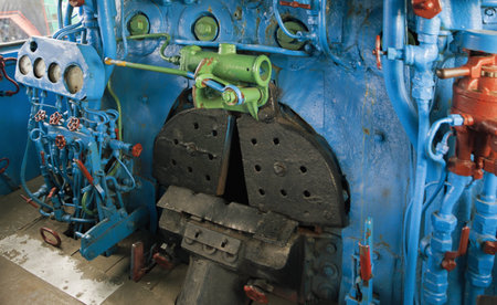 Furnace department of the retro train driver.の写真素材