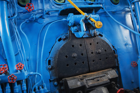 Furnace department of the retro train driver.の写真素材