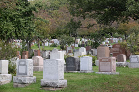 tombstones in the graveyardのeditorial素材