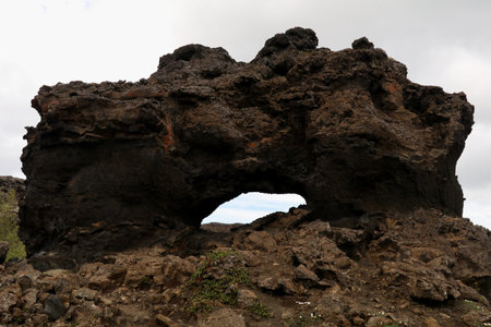 unique lava formations in dimmuborgir nature reserve in Icelandの写真素材
