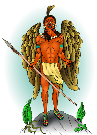 Indian native american with wingsのイラスト素材