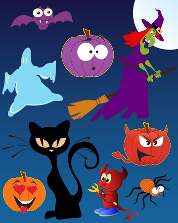 Funny Halloween - set of  illustrationsのイラスト素材