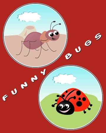 Ant and Ladybug - funny illustrationのイラスト素材