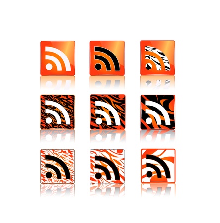 rss icons set with animal skin pattern  isolated on white backgroundのイラスト素材
