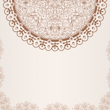 Abstract Hand Drawn Beige Card with Half Silhouette Flower Elementのイラスト素材