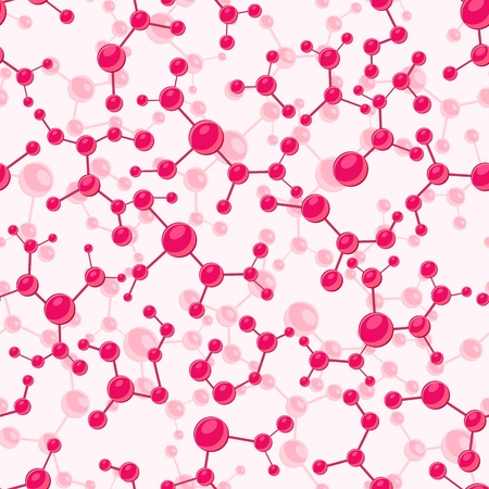 Chemical seamless pattern with pink molecule structure  Vector illustration のイラスト素材