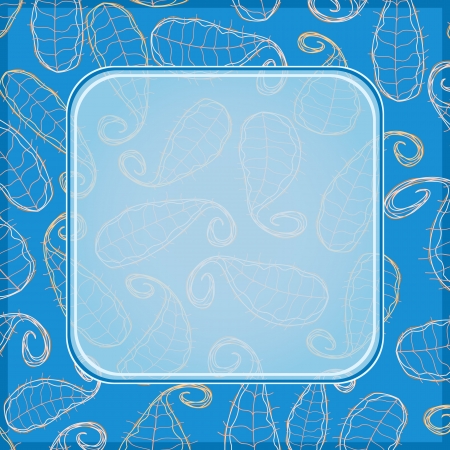 Blue Invitation Card with Leaf Silhouettes and Label with Text. Vector Imageのイラスト素材