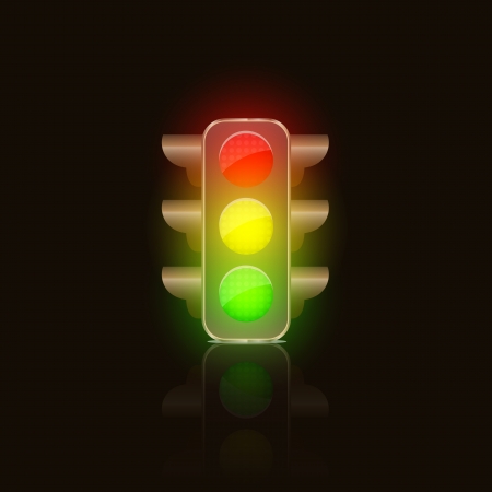 Bright Traffic Lamps on Dark Background.のイラスト素材