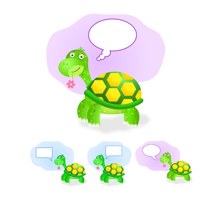 thinking turtle icon set with chat box isolated on white backgroundのイラスト素材