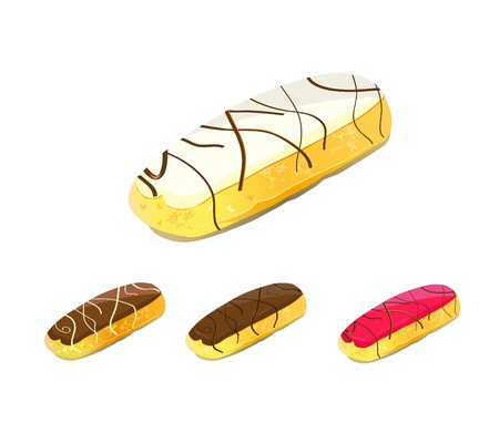 set of eclair cake with chocolate icing
