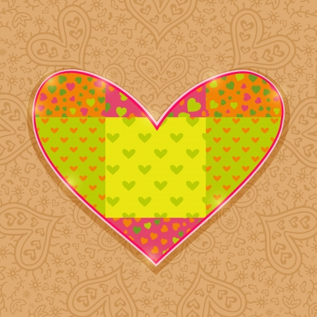 Hand Made Heart Stitch from Green and Pink Love Pattern Elementsのイラスト素材