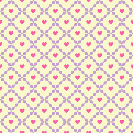 Simple Geometric Seamless Pattern Stripe Tiles with Wavy Rhombuses and Heartsのイラスト素材