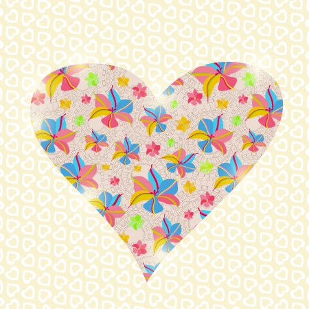 Floral Heart Invitation Valentine Day Card  Vector Illustrationのイラスト素材