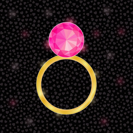 Golden Ring with Pink Jewelery Stone. Wedding Backgroundのイラスト素材