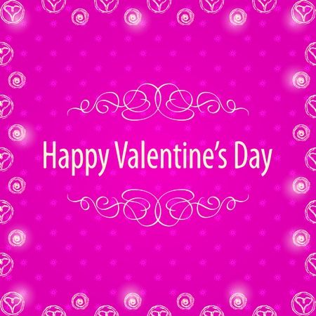 Happy Valentine's Day Frame with White Hearts over Pink Backgroundのイラスト素材