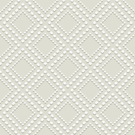 Geometric Seamless Pattern. Dotted Rhombus Structure with Shadow on White. Vector Seamless Backgroundのイラスト素材
