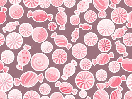 Pink striped candy seamless pattern on dark blue backgroundのイラスト素材