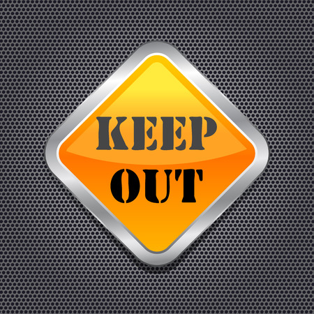 Keep Out Sign over Black Metal Background. Vector Illustrationのイラスト素材
