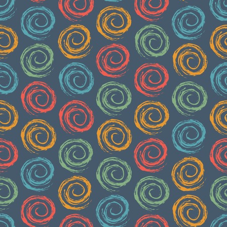 Vintage Color Geometric Seamless Pattern with Spiral Element. Vector Backgroundのイラスト素材