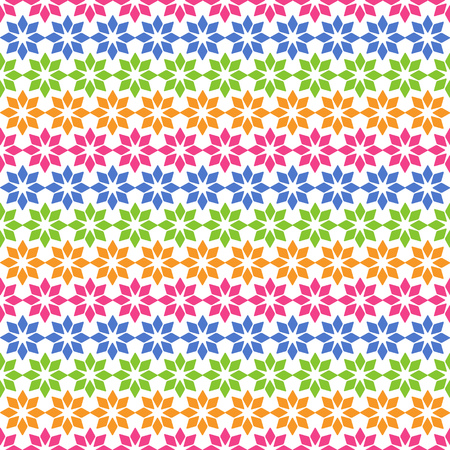Colorful Plain Seamless Pattern with Geometric Ornament on White Backgroundのイラスト素材