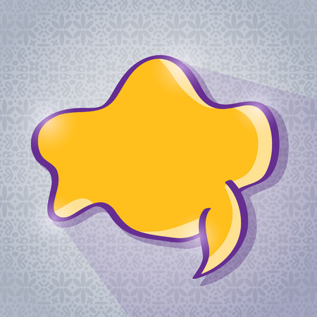 Yellow Bubble Chat on Gray Doodle Pattern. Vector Card Brochureのイラスト素材