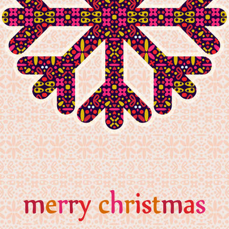 Christmas Greeting Card with Retro Snowflake. Vintage Background Vectorのイラスト素材