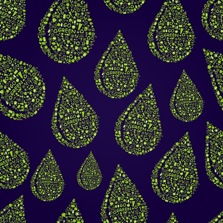 Go Green Pure Water Drop Seamless Pattern. Pollution and Eco Conceptのイラスト素材