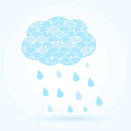 Vector Light Blue Cloud with Rain Drops. Nature Concept Illustrationのイラスト素材