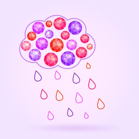 Vector Gem Cloud with Rain Drops. Jewelry Illustrationのイラスト素材