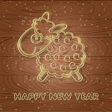 2015 New Year Card with Sheep Silhouette. Vector Greeting Illustrationのイラスト素材